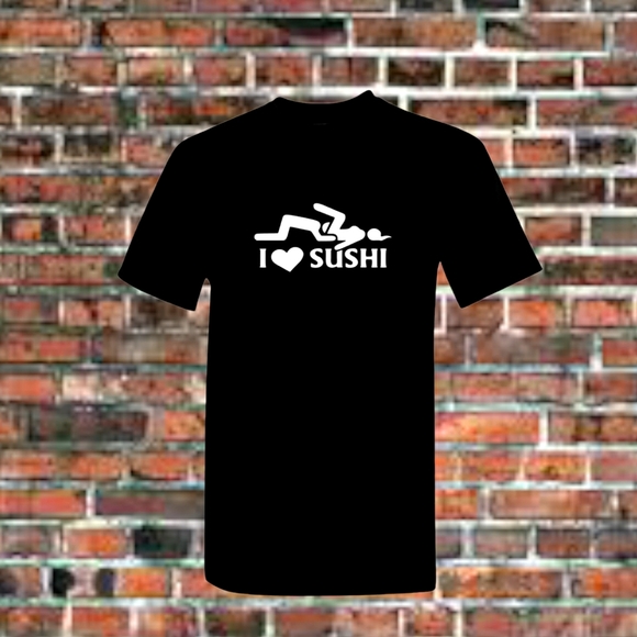 I Love Sushi Men's T-shirt Dirty Humor Funny T-shirt I Heart Sushi 🍣 Plus Size - Picture 1 of 1